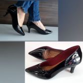 Scarpin Microgel Verniz Preto Salto 7 cm