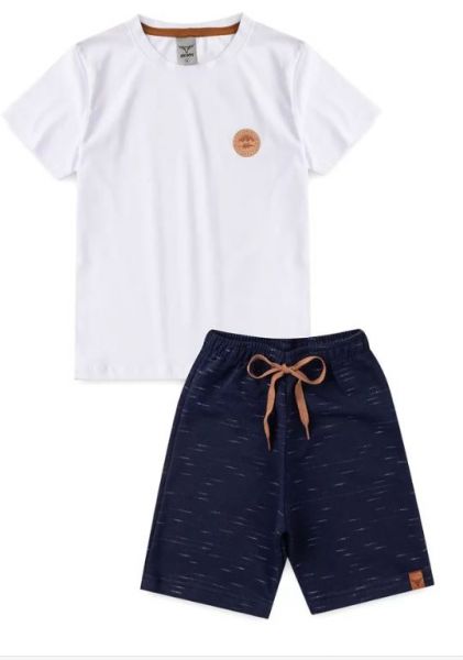 Conjunto Infantil Masculino Básico C/Aplique Urso Branco 212 - Keki Boys