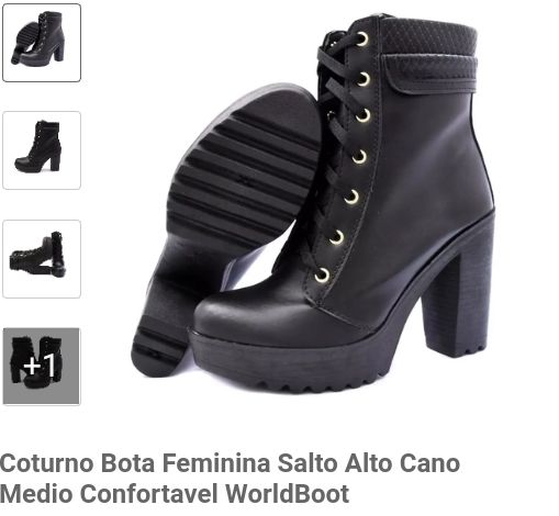 Coturno Bota Feminino Salto Alto Cano Médio Confortavel WorldBoot