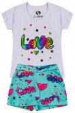 CONJUNTO INFANTIL FEMININO LOVE COLORIDO BRANCO 531 TAM. 2 ANOS