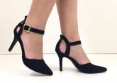 Scarpin Preto Camurça Bico Fino Salto 7 cm