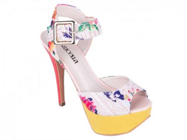 Sandália Torricela Floral Meia Pata Cód.: 70.275 Salto 13 cm