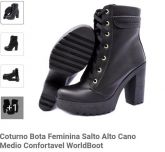 Coturno Bota Feminino  Salto Alto Cano Médio Confortavel WorldBoot