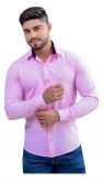 Camisa Social Lisa Slim Adulto Rosa Claro
