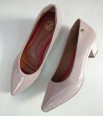 Scarpin Microgel Nude Verniz Salto Bloco 3 cm