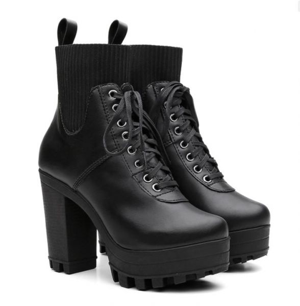 Bota Coturno Vicerinne Feminino Preta Meia Pata10 cm