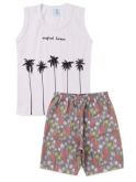 Conjunto Infantil Masculino Regata Tropical Forest Branco 212226-Ease Kids
