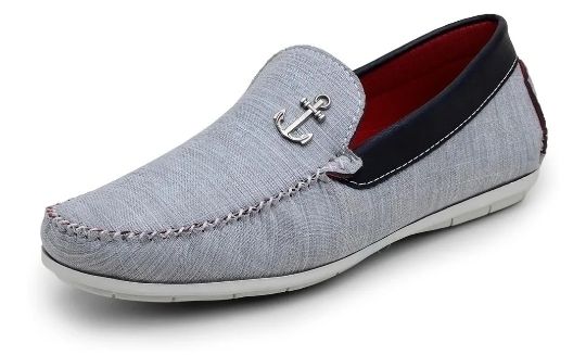 Mocassim OP Confort Cinza Tecido Costurado