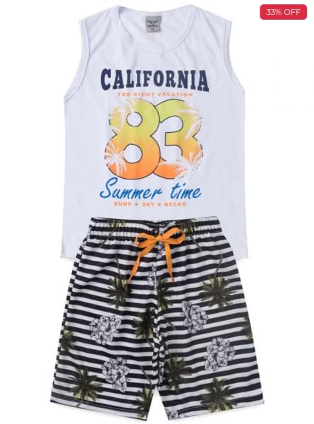 Conjunto Juvenil Califórnia 83 Summer Time Branco 0087 Keki