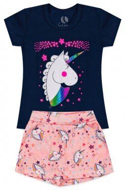 CONJUNTO INFANTIL FEMININO UNICÓRNIO MARINHO 503 - TAM. 10 ANOS