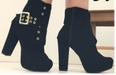 Bota Meia Pata com Fivela Fixa Preto Salto 11 cm