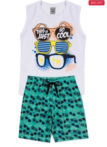Conjunto Infantil Óculos Cool Branco 0024 - Keki Boys