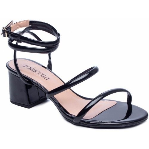 Sandália Torricella Preto Salto Baixo 5 CM