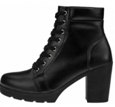 Coturno Salto Alto Bota Macia Tratorada Feminina Cano Curto
