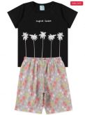 Conjunto Infantil Masculino com Manga Tropical Forest Preto 212226 - Ease Kids