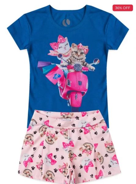 Conjunto Infantil Gatinha Moto Royal 560 - Laluna.