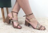 Sandália Mysapatilhas Marrom/Branco Traçado Salto 5 cm