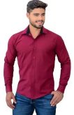 Camisa Social Lisa Slim Adulto Marsala