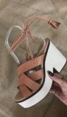 Sandalia Anabela Luiza Amaral Luxo Tiras Caramelo Salto 8 cm