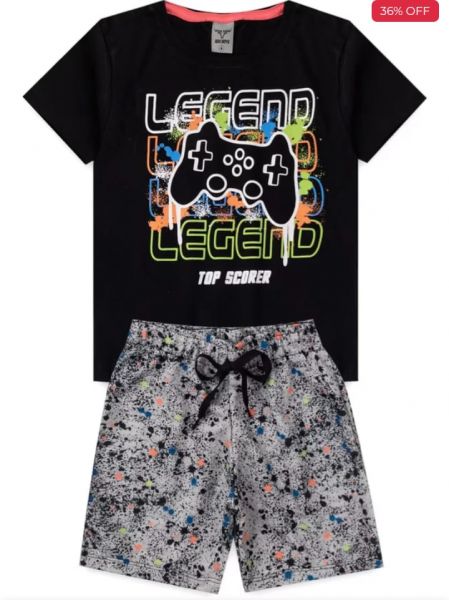 Conjunto Infantil Legend Game Preto 0020 - Keki Boys