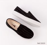 Tênis Parizze Suede Preto Croco Confort