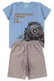 CONJUNTO INFANTIL MASCULINO C/MANGA ADVENTURE COMES JEEP AZUL 202207 - EASE KIDS - TAM. 4 ANOS