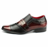 Sapato Social Confort Luxo Verniz Preto/Vermelho