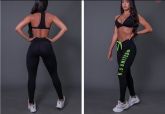CALÇA LEGGING FITNESS COM CADARÇO E SILK KS UNITED (PRETO / VERDE FLUOR) | REF: K2582-C