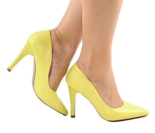 Scarpin Mysapatilhas Verniz Amarelo Salto 7 cm