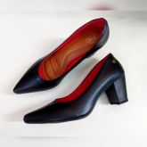 Scarpin Microgel Preto Fosco Salto Bloco 5 cm