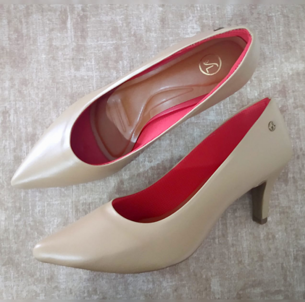 Scarpin Microgel Nude Fosco Salto 7 cm