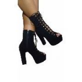 Bota Feminina Frente Aberta Cano Médio Salto Grosso Bfa 02 11 cm