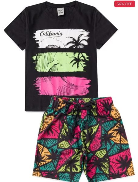 Conjunto Infantil California Preto 299 - Keki Boys