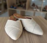 Mule Mileva Shoes Napa Beje Bico Fino