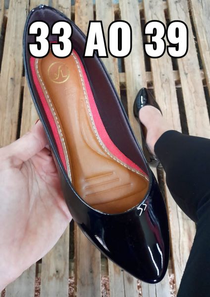 Sapatilha Preto Verniz Salto 2 cm