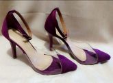 Scarpin Violeta Camurçada com Vinil Salto 7 cm