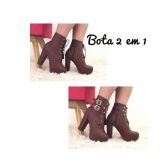Bota 2 X 1 Marrom Café Couro original Salto 12cm n° 37