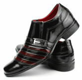 Sapato Social Confort Luxo Verniz Preto/Vermelho