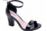 Sandália Anabela Torricela Verniz Preto 8,5 cm