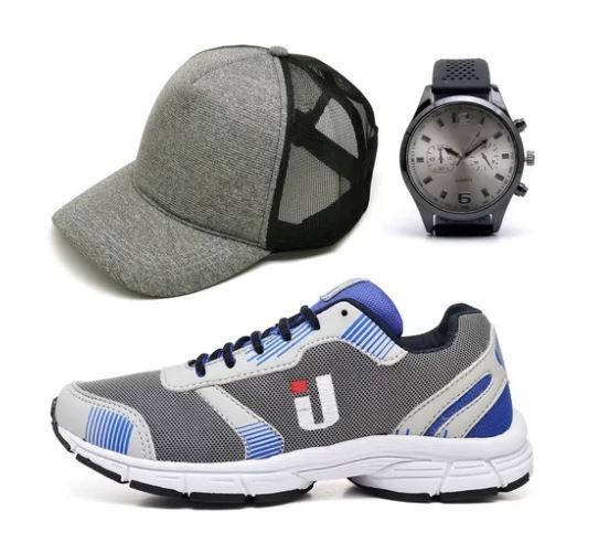 Tênis Ousy Easy Caminhada Training Masculino + Boné + Relógio