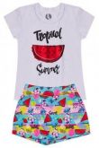 CONJUNTO INFANTIL FEMININO TROPICAL BRANCO 526 TAM. 8 ANOS