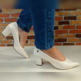 SCARPIN CONFORT SALTO BLOCO 7 CM LUAMY BRANCO OFF