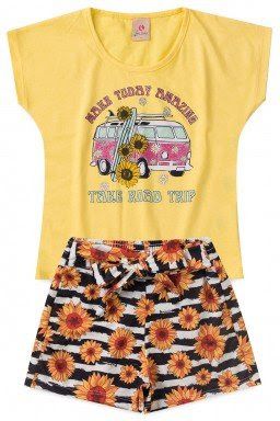 CONJUNTO INFANTIL FEMININO MAKE TODAY KOMBI AMARELO 0053 TAM. 6 ANOS