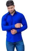 Camisa Social Lisa Slim Adulto Azul Royal
