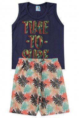 CONJUNTO INFANTIL MASCULINO REGATA TIME TO SURF MARINHO 202208 - EASE KIDS TAM. 6 ANOS