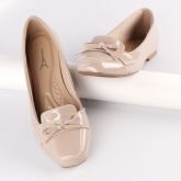 Mocassim Mysapatilhas Luxo Confort Nude Verniz