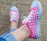 Tênis All Star Personalizado Xadrez Rosa/Branco