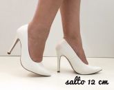 Scarpin Branco 12 cm Couro Sintético