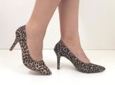 Scarpin Animal Print Bico Fino Onça Salto 7 cm