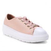Tênis Vizzano Flatform Liso Feminino - Rosa+Branco